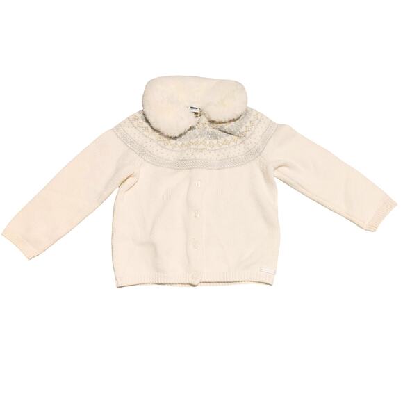 Janie & Jack Fair Isle Long Sleeve Top Winter Outfit Set White Baby Girl 18-24M - Picture 2 of 7